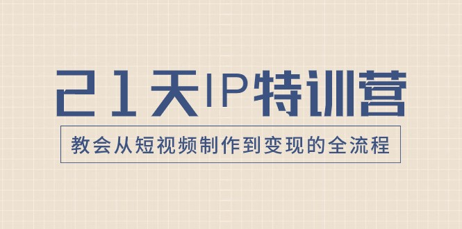 21天IP特训营，教会从短视频制作到变现的全流程| 副业网
