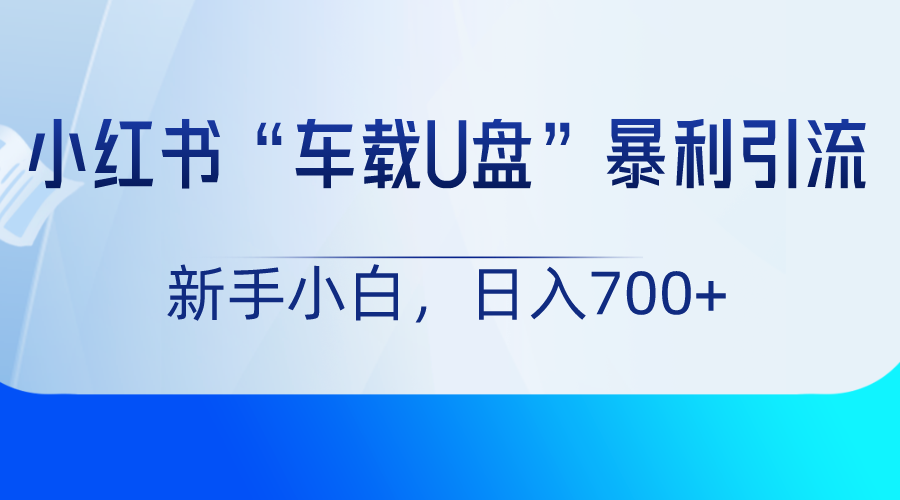 小红书“车载U盘”项目，暴利引流，新手小白轻松日入700+| 网创圈