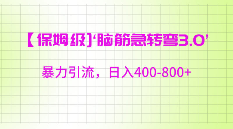 【保姆级】‘脑筋急转去3.0’暴力引流、日入400-800+| 副业网