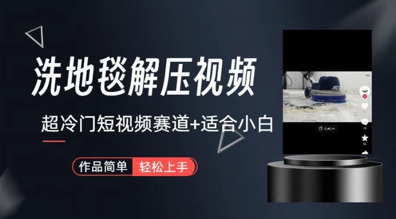 超冷门抖音赛道-清洗地毯解压视频-简单无脑怼作品| 副业网
