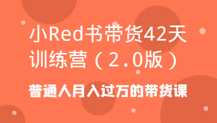 小Red书带货42天训练营（2.0版）普通人月入过万的带货课| 副业网