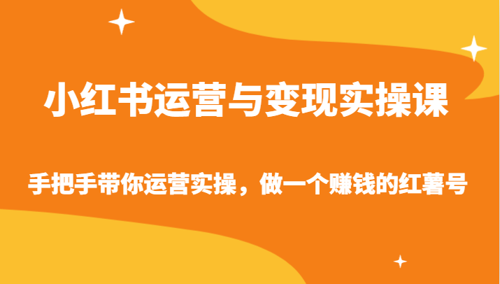 小红书运营与变现实操课-手把手带你运营实操，做一个赚钱的红薯号| 副业网