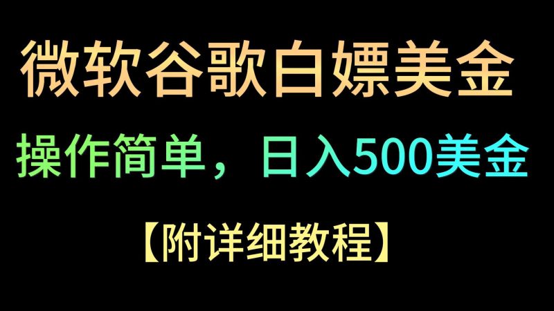 微软谷歌项目3.0，轻松日赚500+美金，操作简单，小白也可轻松入手！| 副业网