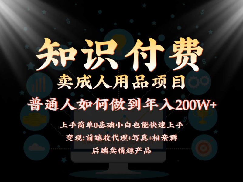 2024蓝海赛道，前端知识付费卖成人用品项目，后端产品管道收益如何实现年入200W+| 网创圈