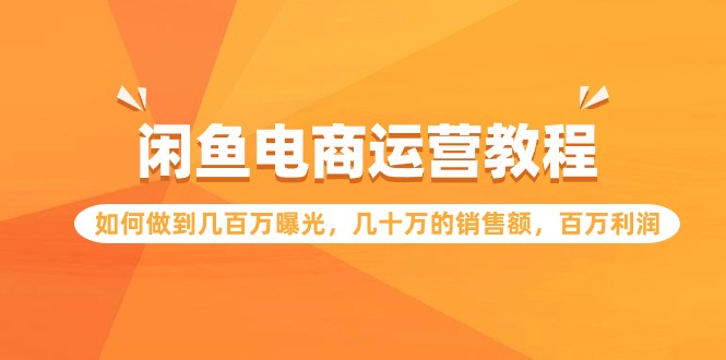 闲鱼电商运营教程：如何做到几百万曝光，几十万的销售额，百万利润| 网创圈