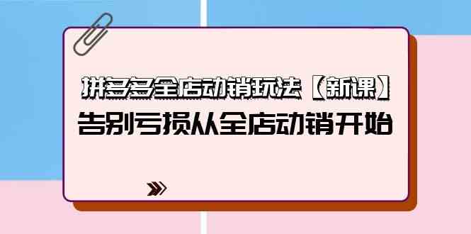 拼多多全店动销玩法【新课】，告别亏损从全店动销开始（4节视频课）| 网创圈
