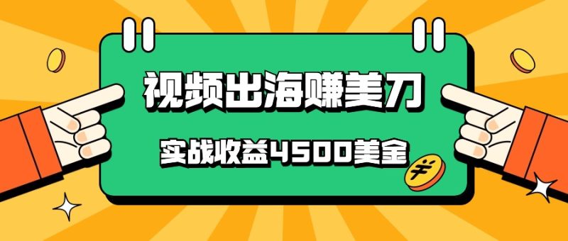 国内爆款视频出海赚美刀，实战收益4500美金，批量无脑搬运，无需经验直接上手| 副业网