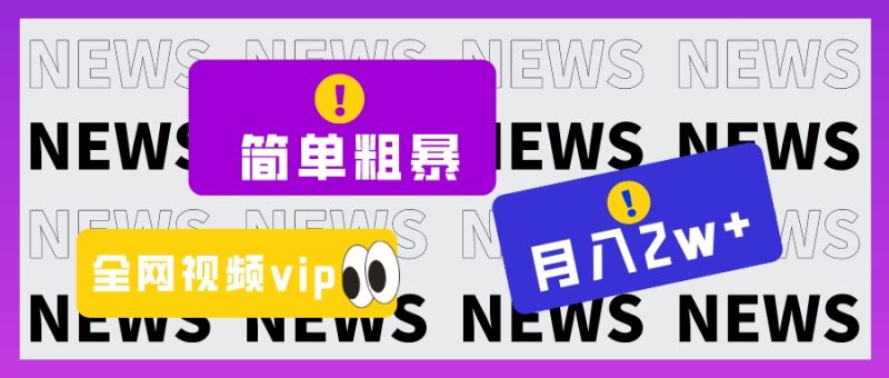 简单粗暴零成本，高回报，全网视频VIP掘金项目，月入2万＋| 网创圈