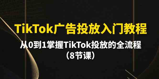 TikTok广告投放入门教程，从0到1掌握TikTok投放的全流程（8节课）| 网创圈