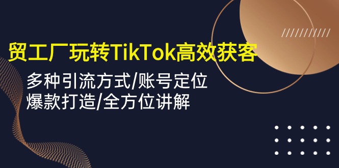 外贸工厂玩转TikTok高效获客，多种引流方式/账号定位/爆款打造/全方位讲解| 网创圈