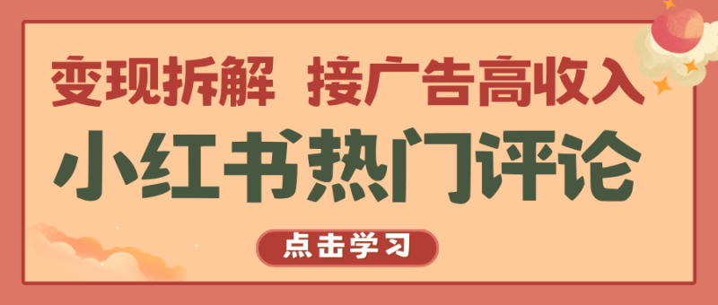 小红书热门评论，变现拆解，接广告高收入| 网创圈