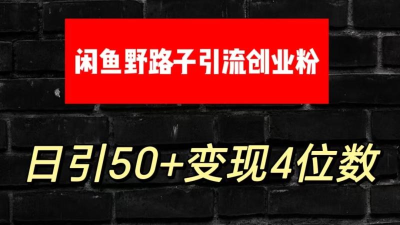 大眼闲鱼野路子引流创业粉，日引50+单日变现四位数| 副业网