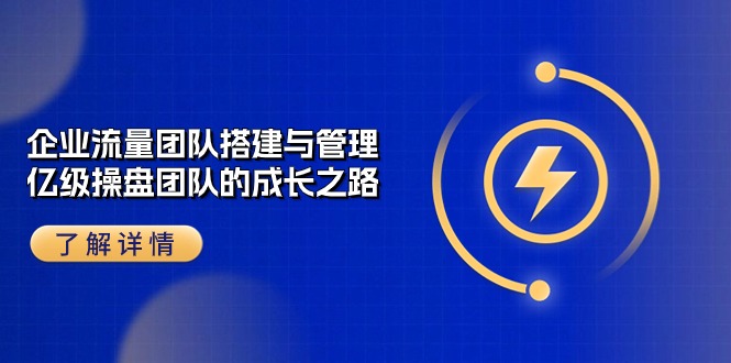 企业流量团队搭建与管理，亿级操盘团队的成长之路（28节课）| 网创圈