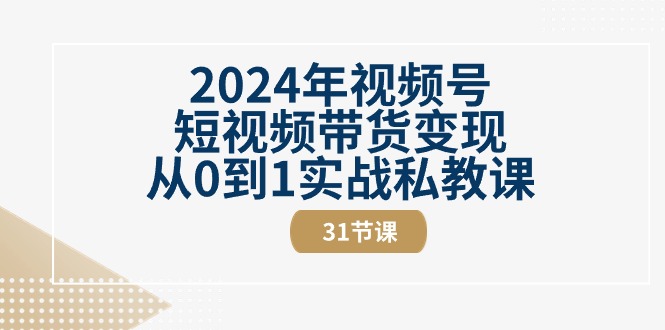 2024年视频号短视频带货变现从0到1实战私教课（30节视频课）| 副业网
