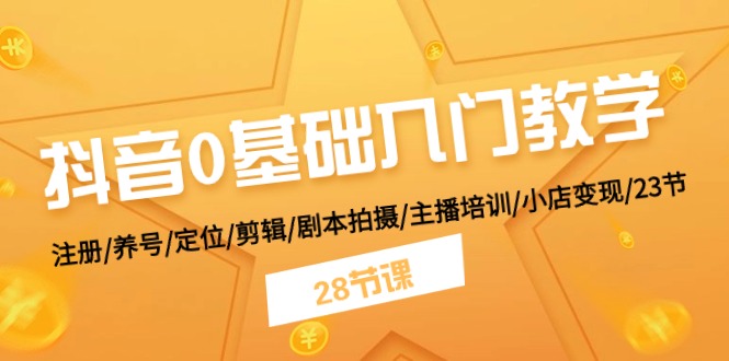 抖音0基础入门教学 注册/养号/定位/剪辑/剧本拍摄/主播培训/小店变现/28节| 网创圈