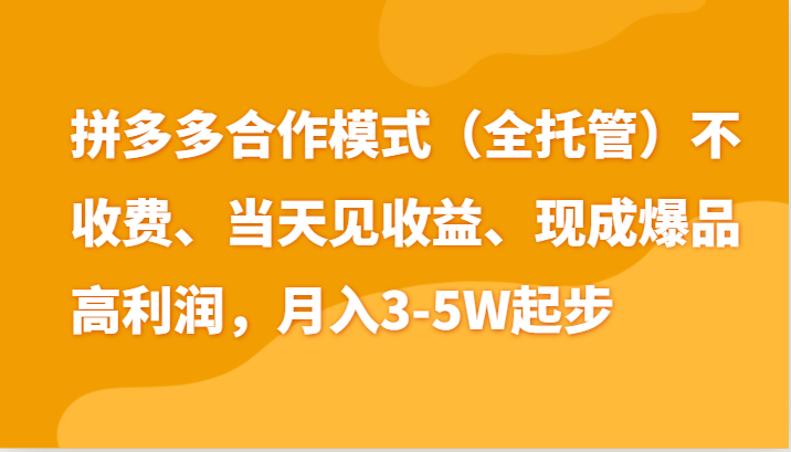 最新拼多多模式日入4K+两天销量过百单，无学费、老运营代操作、小白福利| 副业网
