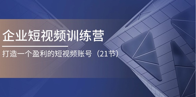 企业短视频训练营：打造一个盈利的短视频账号（21节）| 网创圈