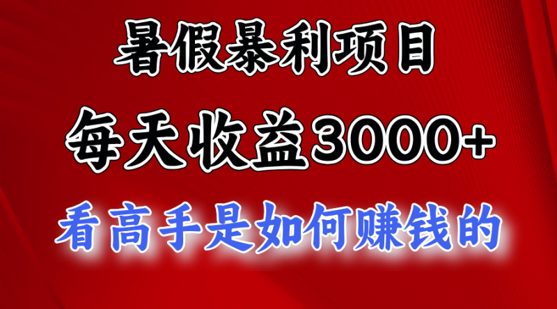 暑假暴力项目 1天收益3000+，视频号，快手，不露脸直播.次日结算| 网创圈