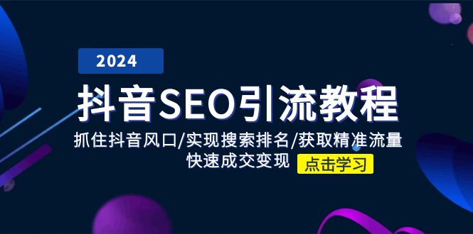 抖音SEO引流教程：抓住抖音风口/实现搜索排名/获取精准流量/快速成交变现| 网创圈