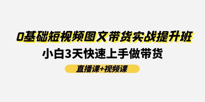 0基础短视频图文带货实战提升班，小白3天快速上手做带货(直播课+视频课)| 副业网