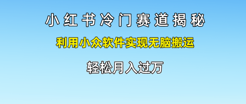 小红书冷门赛道揭秘,利用小众软件实现无脑搬运，轻松月入过万| 副业网