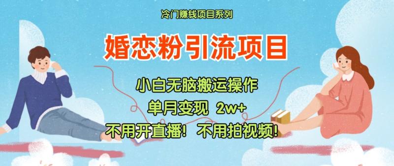 小红书婚恋粉引流，不用开直播！不用拍视频！不用做交付| 网创圈