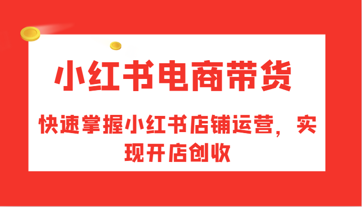 小红书电商带货，快速掌握小红书店铺运营，实现开店创收| 网创圈