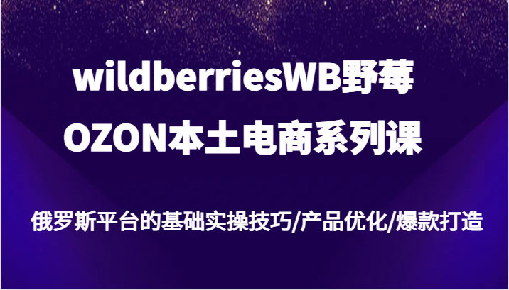 wildberriesWB野莓/OZON本土电商系列课，俄罗斯平台的基础实操技巧/产品优化/爆款打造| 副业网