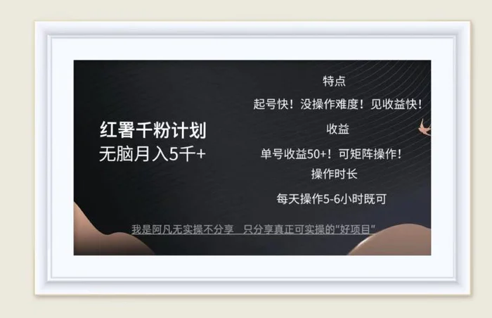 红薯千粉计划无脑月入5千+！既做既赚！| 网创圈
