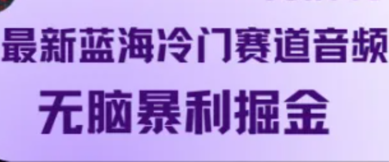 最新蓝海冷门赛道音频，无脑暴利掘金| 网创圈