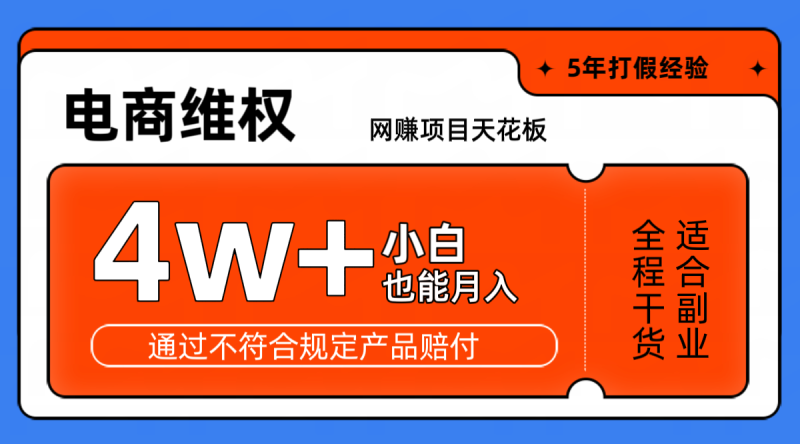 网赚项目天花板电商购物维权月收入稳定4w+独家玩法小白也能上手| 副业网