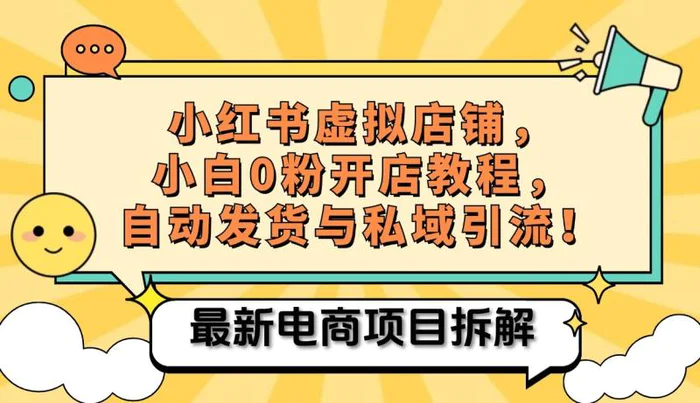 小红书电商，小白虚拟类目店铺教程，被动收益+私域引流| 网创圈
