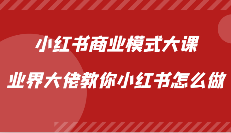 小红书商业模式大课，业界大佬教你小红书怎么做【视频课】| 网创圈