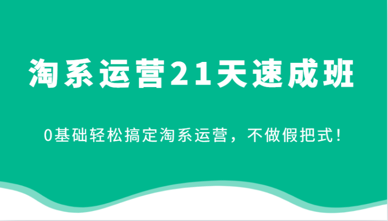 淘系运营21天速成班，0基础轻松搞定淘系运营，不做假把式！| 副业网