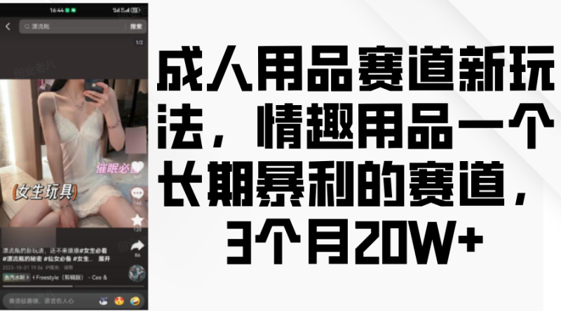 成人用品赛道新玩法，情趣用品一个长期暴利的赛道，3个月20W+| 网创圈