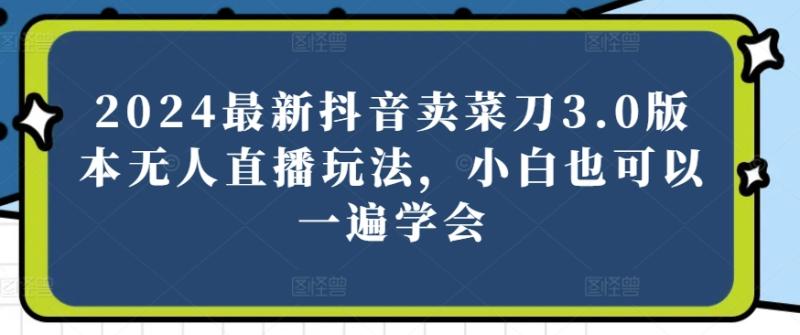 2024最新抖音卖菜刀3.0版本无人直播玩法，小白也可以一遍学会【揭秘】| 网创圈