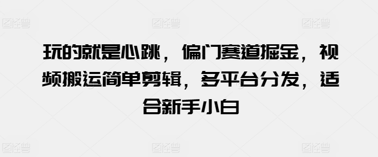 玩的就是心跳，偏门赛道掘金，视频搬运简单剪辑，多平台分发，适合新手小白【揭秘】| 网创圈