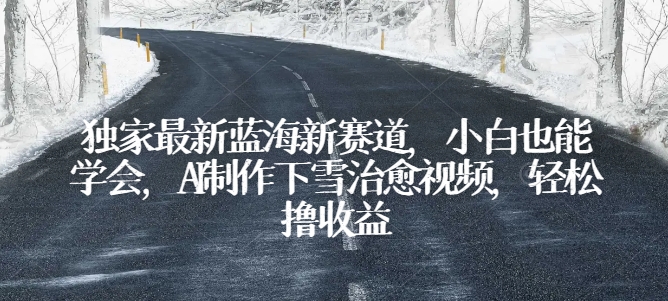 独家最新蓝海新赛道，小白也能学会，AI制作下雪治愈视频，轻松撸收益【揭秘】| 网创圈