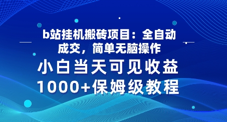 b站挂JI搬砖项目：全自动成交，简单无脑操作，小白当天可见收益，保姆级教程| 网创圈