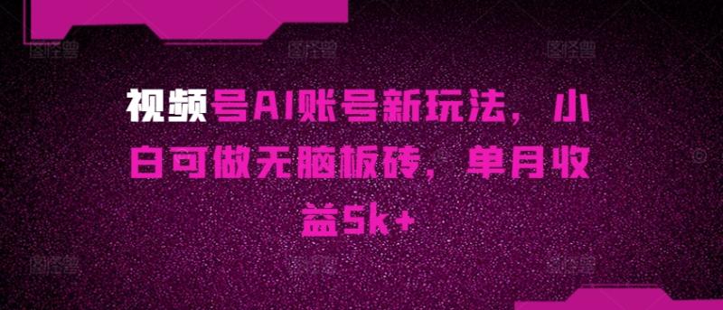 视频号AI账号新玩法，小白可做无脑板砖，单月收益5k+| 副业网