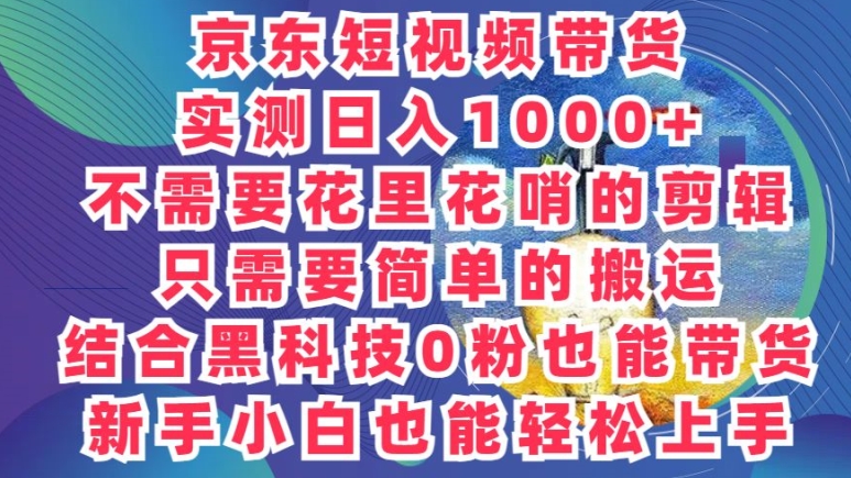 2024最新骚操作，京东带货项目，不需要花里花哨的剪辑，只需要简单的搬运| 网创圈