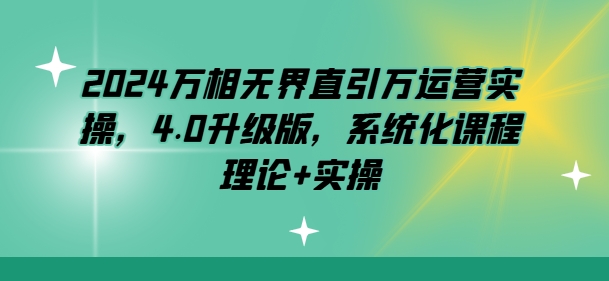 2024万相无界直引万运营实操，4.0升级版，系统化课程 理论+实操| 网创圈