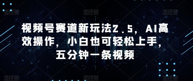 视频号赛道新玩法2.5，AI高效操作，小白也可轻松上手，五分钟一条视频| 网创圈