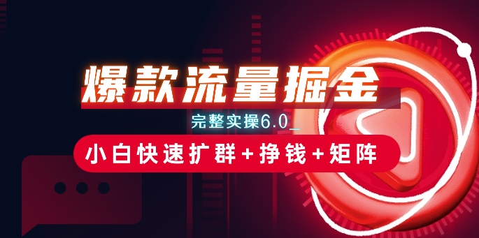 爆款流量掘金_完整实操6.0_小白快速扩群+挣钱+矩阵思路【揭秘】| 网创圈