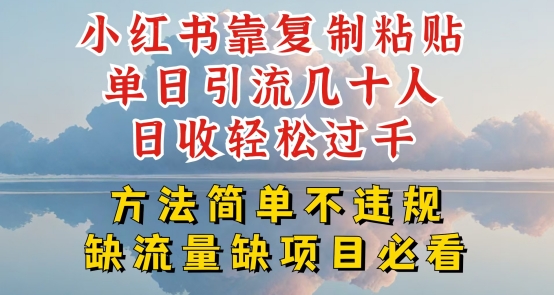 小红书靠复制粘贴单日引流几十人目收轻松过千，方法简单不违规| 网创圈