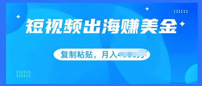 短视频出海赚美金，无脑搬运批量操作，小白轻松掌握| 网创圈