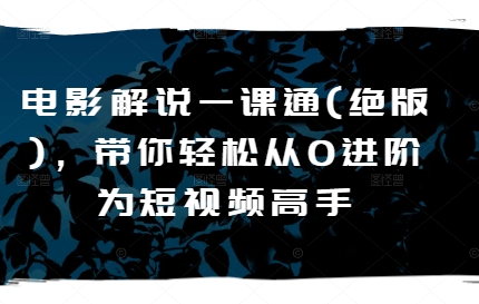电影解说一课通(绝版)，带你轻松从0进阶为短视频高手| 网创圈
