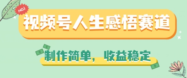 视频号人生感悟赛道，制作简单，收益稳定【揭秘】| 网创圈