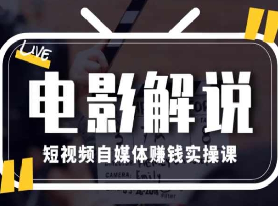 电影解说短视频自媒体赚钱实操课，教你做电影解说短视频，月赚1万| 网创圈