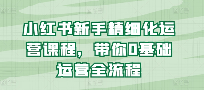 小红书新手精细化运营课程，带你0基础运营全流程| 网创圈